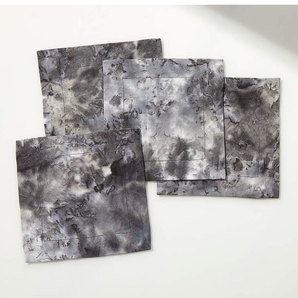 Set of 8 cocktail napkins Jennifer fisher X CB2 exclusive design hand dyed India - Picture 1 of 3